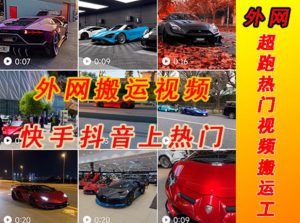 外面收费398元外网超跑豪车汽车视频搬运至快手抖音上热门项目,只需一步手机就可以操作-网赚资源网