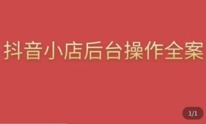 颖儿爱慕·抖店后台操作全案,对抖店各个模块有清楚的认知以及正确操作方法-网赚资源网