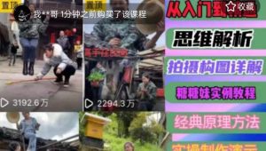 东方糖糖妹抖音短视频全套实战课思维+拍摄+剪辑+运营,从入门到精通-网赚资源网