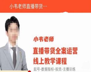 小韦老师直播带货运营线上教学,起号-数据指标-投流-主播训练-网赚资源网