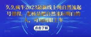 久久疯牛2023最新线上纯自然流起号课程,老杨是把自然流玩明白的人,可以闭眼上车-网赚资源网