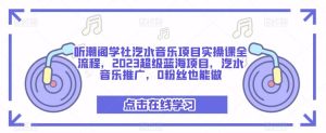 听潮阁学社汽水音乐项目实操课全流程，2023超级蓝海项目，汽水音乐推广，0粉丝也能做-网赚资源网