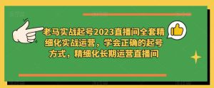 老马实战起号2023直播间全套精细化实战运营,学会正确的起号方式,精细化长期运营直播间-网赚资源网
