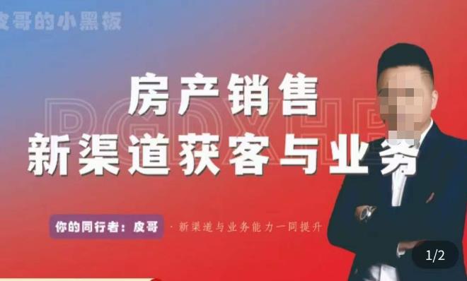 皮哥·房产销售新渠道获客与业务，​打造新时代房产经纪达人，助力行业新人成长为业内精英 - 网赚资源网-网赚资源网