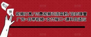 视频打赏/付费视频引流吸粉/定时弹窗广告+自带视频+支付接口+源码自适应-网赚资源网