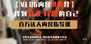 vlog内容进阶营,找到真正有趣的自己,百万达人内容指导课-网赚资源网
