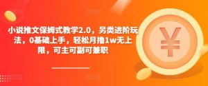 小说推文保姆式教学2.0,另类进阶玩法,0基础上手,轻松月撸1w无上限,可主可副可兼职-网赚资源网