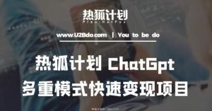 热狐计划:王大陆ChatGpt多重变现实操课,多种模式快速变现-网赚资源网