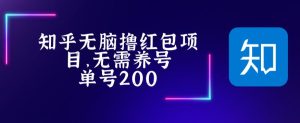 最新知乎撸红包项长久稳定项目,稳定轻松撸低保【详细玩法教程】-网赚资源网