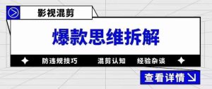 影视混剪爆款思维拆解,从混剪认知到0粉丝小号案例,讲防违规技巧,混剪遇到的问题如何解决等-网赚资源网