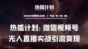 热狐计划:微信视频号鸡哥无人直播新玩法,无人直播撸礼物+引流变现带素材-网赚资源网