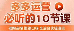 老陶电商·拼多多运营必听10节课,拒绝口嗨,全后台实操演示,花的少,赚得多,爆款更简单-网赚资源网