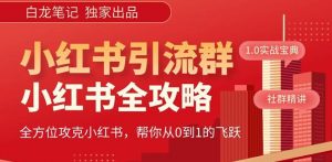 【白龙笔记】价值980元的《小红书运营和引流课》，日引100高质量粉-网赚资源网