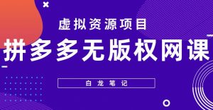 【白龙笔记】拼多多无版权网课项目,月入5000的长期项目,玩法详细拆解【揭秘】-网赚资源网