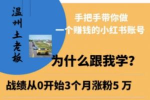 温州土老板·小红书引流获客训练营,手把手带你做一个赚钱的小红书账号-网赚资源网