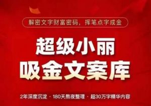 超级小丽·吸金文案库,解密文字财富密码,挥笔点字成金,超30万字精华内容-网赚资源网