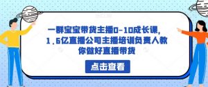 一群宝宝带货主播0-10成长课,1.6亿直播公司主播培训负责人教你做好直播带货-网赚资源网