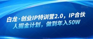 白龙·创业IP特训营2.0，IP合伙人掘金计划，做到年入50W-网赚资源网