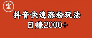 宝哥私藏·抖音快速起号涨粉玩法（4天涨粉1千）（日赚2000+）【揭秘】-网赚资源网
