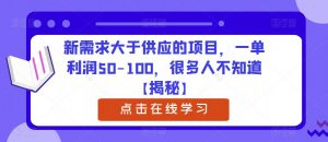 新需求大于供应的项目,一单利润50-100,很多人不知道【揭秘】-网赚资源网