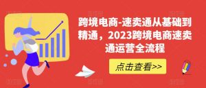 跨境电商-速卖通从基础到精通，2023跨境电商速卖通运营全流程-网赚资源网