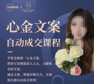 心金文案自动成交课程，教你写出既能深入人心又能吸金的文案，实现朋友圈自动成交效果-网赚资源网