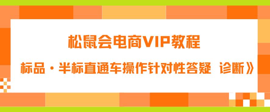 松鼠会电商VIP教程：松鼠《付费推广标品·半标直通车操作针对性答疑&诊断》 - 网赚资源网-网赚资源网