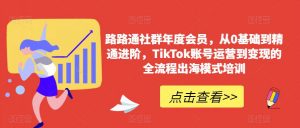 路路通社群年度会员,从0基础到精通进阶,TikTok账号运营到变现的全流程出海模式培训-网赚资源网
