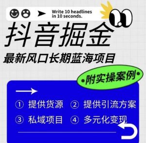 抖音掘金最新风口,长期蓝海项目,日入无上限(附实操案例)【揭秘】-网赚资源网