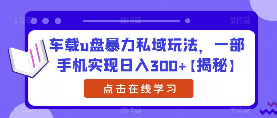 车载u盘暴力私域玩法，一部手机实现日入300+【揭秘】 - 网赚资源网-网赚资源网