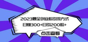 2023最全创业粉引流方式日赚300+日引粉200+【揭秘】-网赚资源网