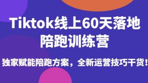 Tiktok线上60天落地陪跑训练营，独家赋能陪跑方案，全新运营技巧干货-网赚资源网