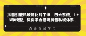 抖音引流私域转化线下课,四大系统,13种模型,教你学会搭建抖音私域体系-网赚资源网