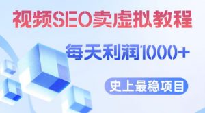 视频SEO出售虚拟产品每天稳定2-5单利润1000+史上最稳定私域变现项目【揭秘】-网赚资源网
