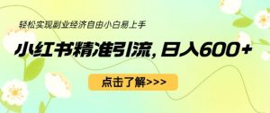 小红书精准引流,小白日入600+,轻松实现副业经济自由(教程+1153G资源)-网赚资源网