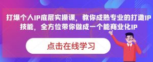 蟹老板·打爆个人IP底层实操课,教你成熟专业的打造IP技能,全方位带你做成一个能商业化IP-网赚资源网