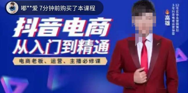 高雄哥·抖音电商从入门到精通，​从账号、流量、人货场、主播、店铺五个方面全面解析抖音电商核心逻辑 - 网赚资源网-网赚资源网