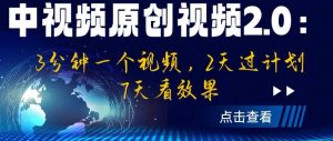 中视频原创视频2.0:3分钟一个视频,2天过计划,7天看效果【揭秘】-网赚资源网