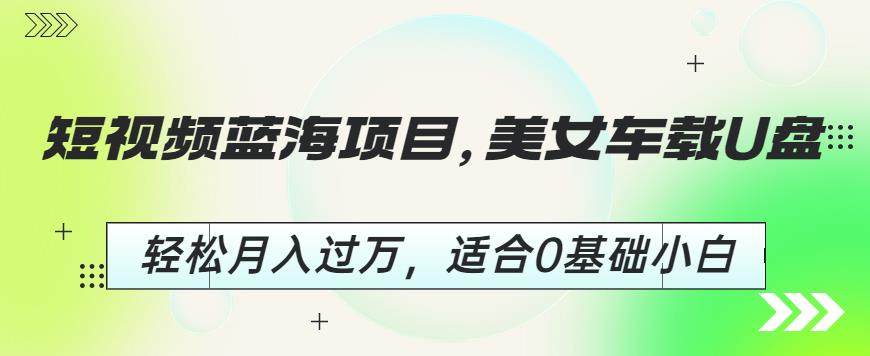 短视频蓝海项目，美女车载U盘，轻松月入过万，适合0基础小白【揭秘】 - 网赚资源网-网赚资源网