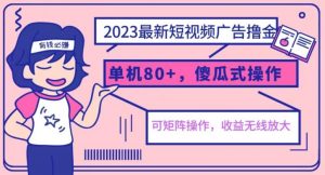 2023最新玩法短视频广告撸金,亲测单机收益80+,可矩阵,傻瓜式操作,小白可上手【揭秘】-网赚资源网