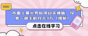 市面上最火男粉项目实操版,仅靠一部手机月入3万【揭秘】-网赚资源网