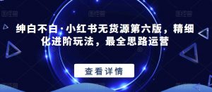 绅白不白·小红书无货源第六版，精细化进阶玩法，最全思路运营-网赚资源网