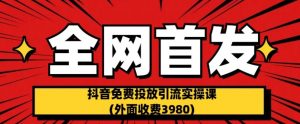 全网首发：抖音免费投放引流实操课(外面收费3980)【揭秘】-网赚资源网