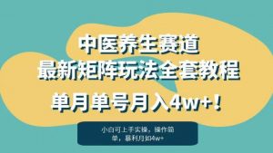 暴利赛道中医养生赛道最新矩阵玩法，单月单号月入4w+！【揭秘】-网赚资源网