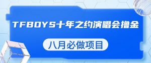 最新蓝海项目,靠最近非常火的TFBOYS十年之约演唱会流量掘金,八月必做的项目【揭秘】-网赚资源网
