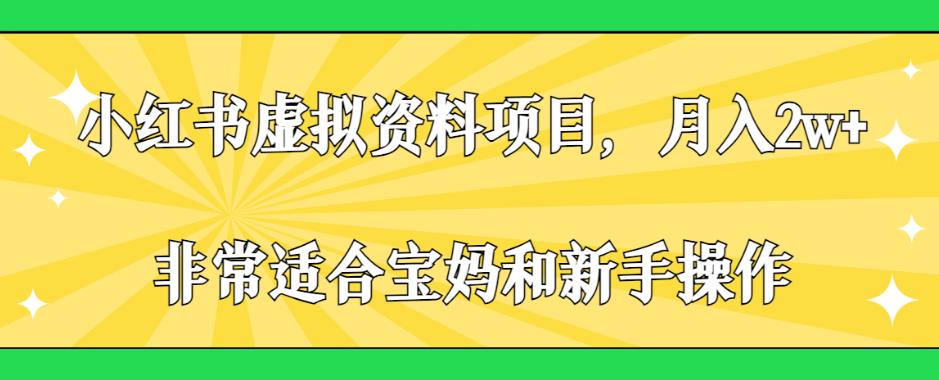 小红书虚拟资料项目，月入2w+，非常适合宝妈和新手操作【揭秘】-网赚资源网