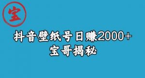 宝哥抖音壁纸号日赚2000+，不需要真人露脸就能操作【揭秘】-网赚资源网