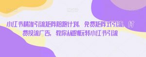 小红书精准引流矩阵陪跑计划,免费矩阵式引流,付费投流广告,教你从0到1玩转小红书引流-网赚资源网