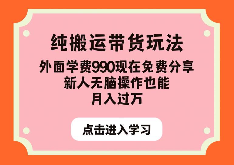 纯搬运带货玩法，外面学费990现在免费分享，新人无脑操作也能月入过万【揭秘】 - 网赚资源网-网赚资源网