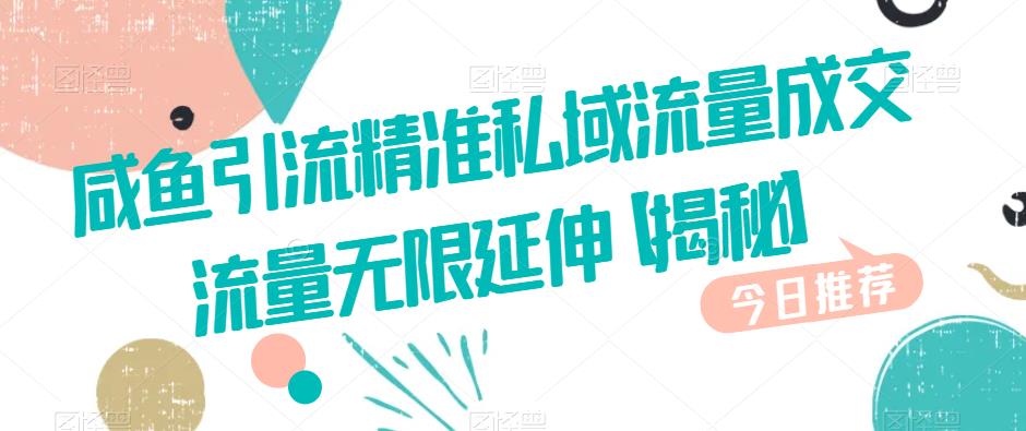 咸鱼引流精准私域流量成交流量无限延伸【揭秘】 - 网赚资源网-网赚资源网